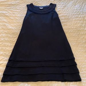 Eci black sleeveless dress with pockets. Size 8. Beautiful detail at the collar.